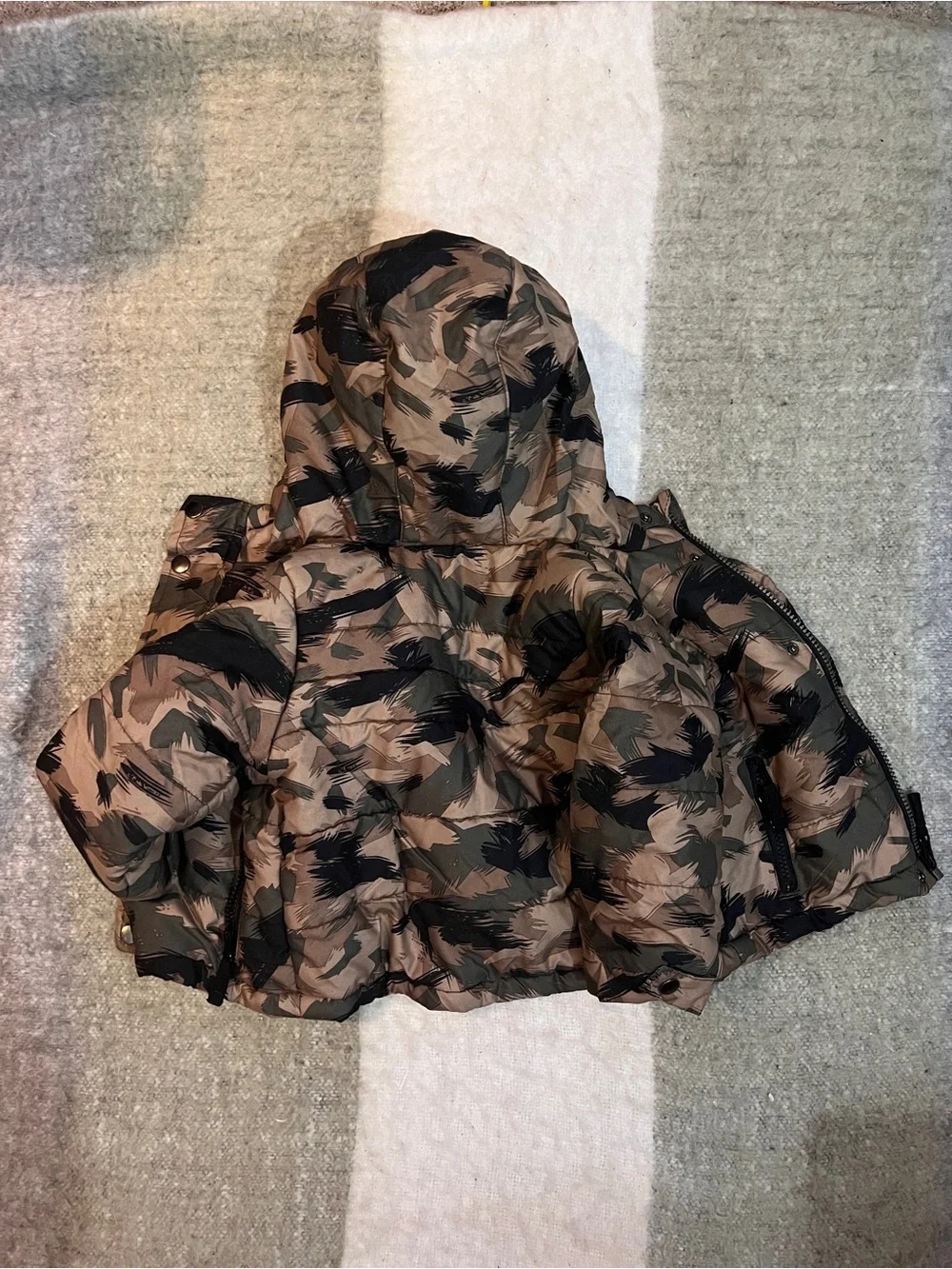 OshKosh B'gosh Camo Puffer Jacket with Bright Orange Fleece Lining